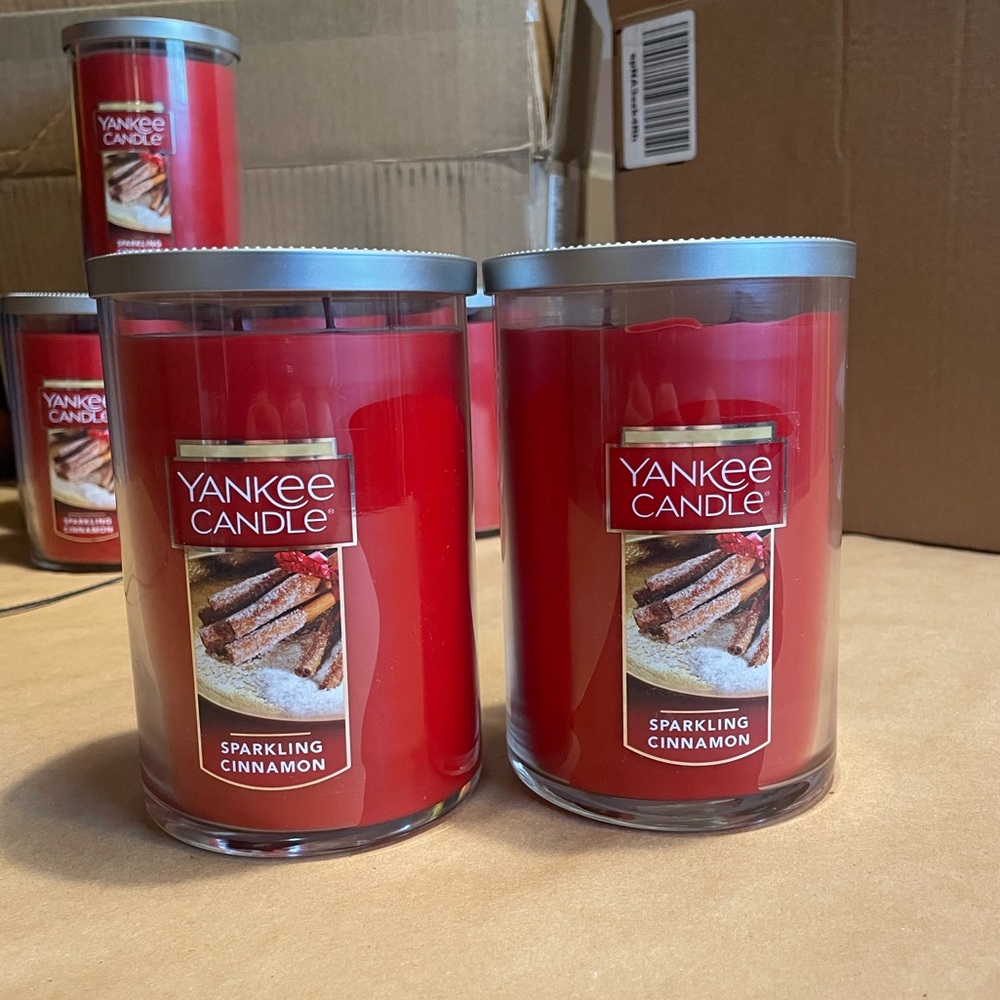 NEW YANKEE CANDLE SPARKLING CINNAMON LARGE JAR  2-WICK  22 OZ. CANDLE - LOT OF 2